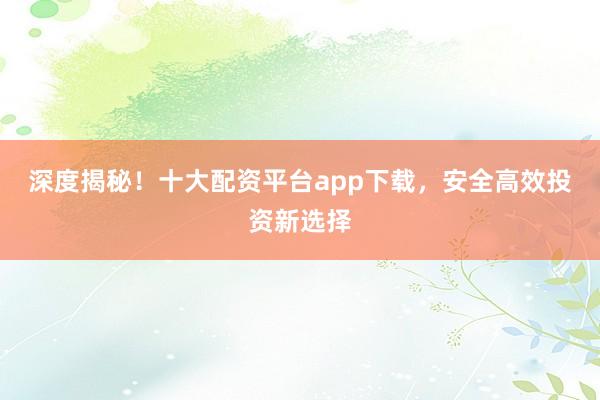 深度揭秘！十大配资平台app下载，安全高效投资新选择