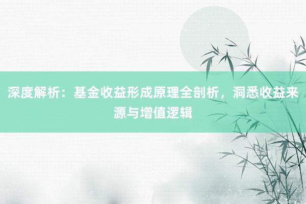 深度解析：基金收益形成原理全剖析，洞悉收益来源与增值逻辑