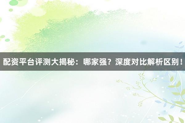 配资平台评测大揭秘：哪家强？深度对比解析区别！